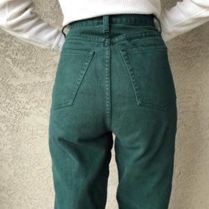 VINTAGE | Minimalist high waist jeans jade green
